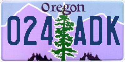 OR license plate 024ADK
