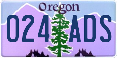 OR license plate 024ADS