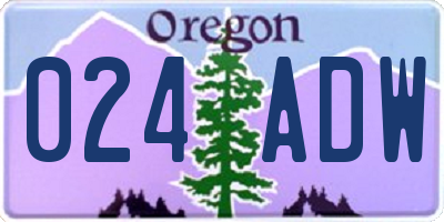 OR license plate 024ADW