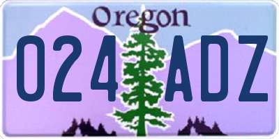 OR license plate 024ADZ
