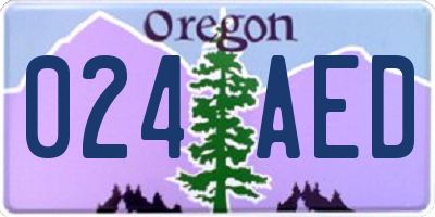 OR license plate 024AED