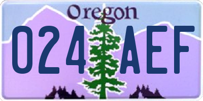 OR license plate 024AEF