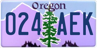 OR license plate 024AEK