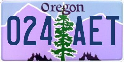OR license plate 024AET