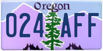 OR license plate 024AFF