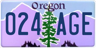 OR license plate 024AGE