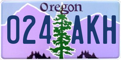 OR license plate 024AKH