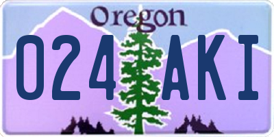OR license plate 024AKI