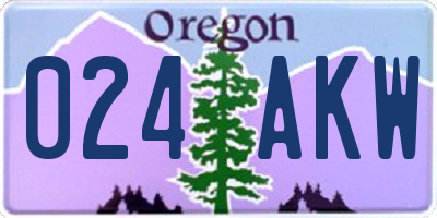 OR license plate 024AKW