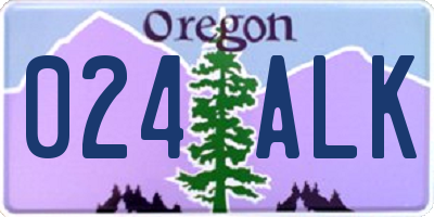 OR license plate 024ALK