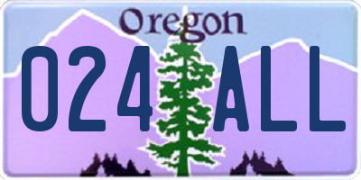 OR license plate 024ALL