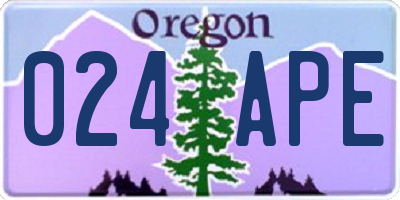 OR license plate 024APE