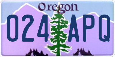 OR license plate 024APQ