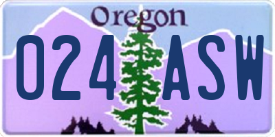 OR license plate 024ASW