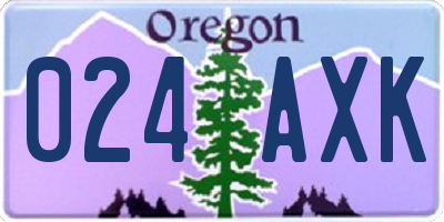 OR license plate 024AXK
