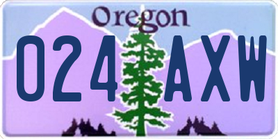 OR license plate 024AXW