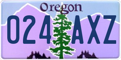 OR license plate 024AXZ