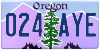 OR license plate 024AYE