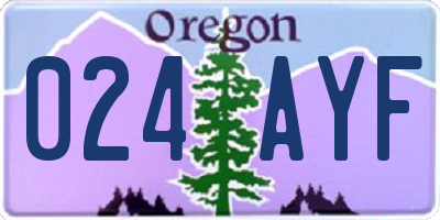 OR license plate 024AYF