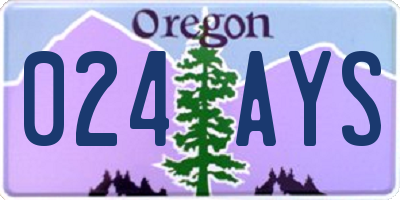 OR license plate 024AYS