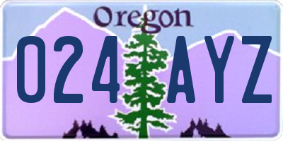 OR license plate 024AYZ