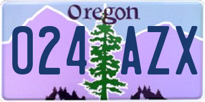 OR license plate 024AZX