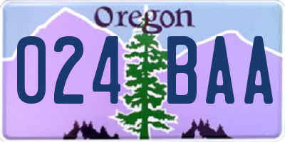OR license plate 024BAA