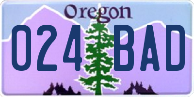 OR license plate 024BAD