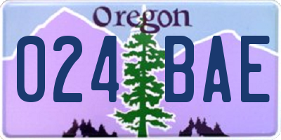 OR license plate 024BAE