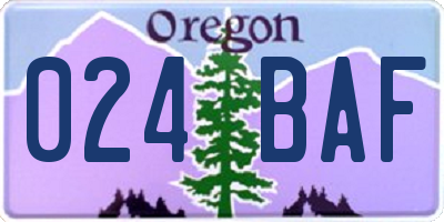 OR license plate 024BAF
