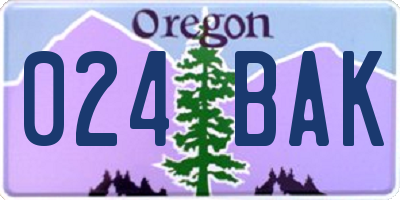 OR license plate 024BAK