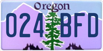 OR license plate 024BFD