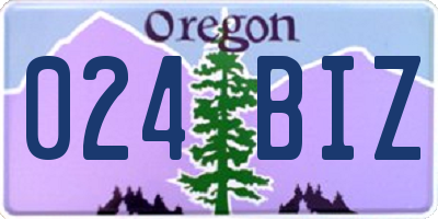 OR license plate 024BIZ