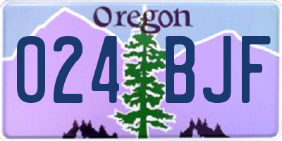 OR license plate 024BJF