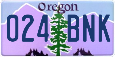 OR license plate 024BNK