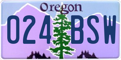 OR license plate 024BSW