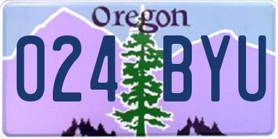 OR license plate 024BYU