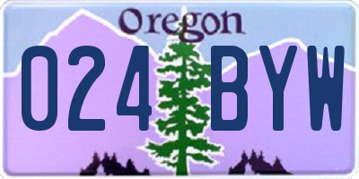 OR license plate 024BYW