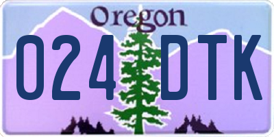 OR license plate 024DTK