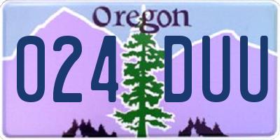 OR license plate 024DUU