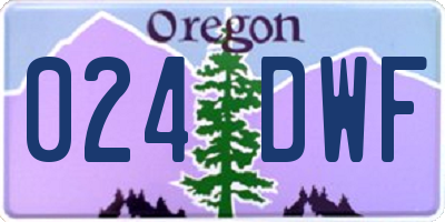 OR license plate 024DWF