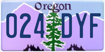 OR license plate 024DYF