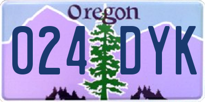 OR license plate 024DYK