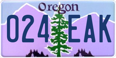 OR license plate 024EAK