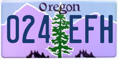 OR license plate 024EFH