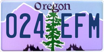 OR license plate 024EFM