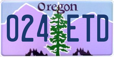 OR license plate 024ETD