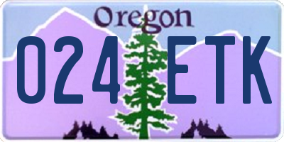 OR license plate 024ETK