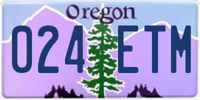 OR license plate 024ETM