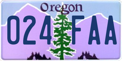 OR license plate 024FAA